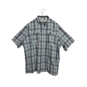 Habit Fishing Shirt Mens 2XL Gray Plaid Vented Short Sleeve UPF 40+ TS1504